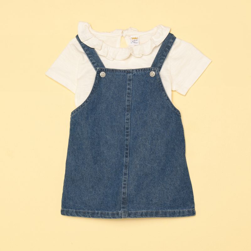 YAMP - Sets Vestido Jardinera + Blusa manga corta para Bebé niña en Algodón Yamp