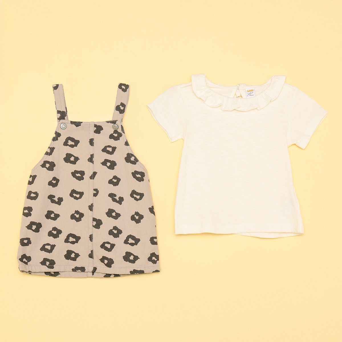 YAMP - Sets Vestido Jardinera + Blusa manga corta para Bebé niña en Algodón Yamp