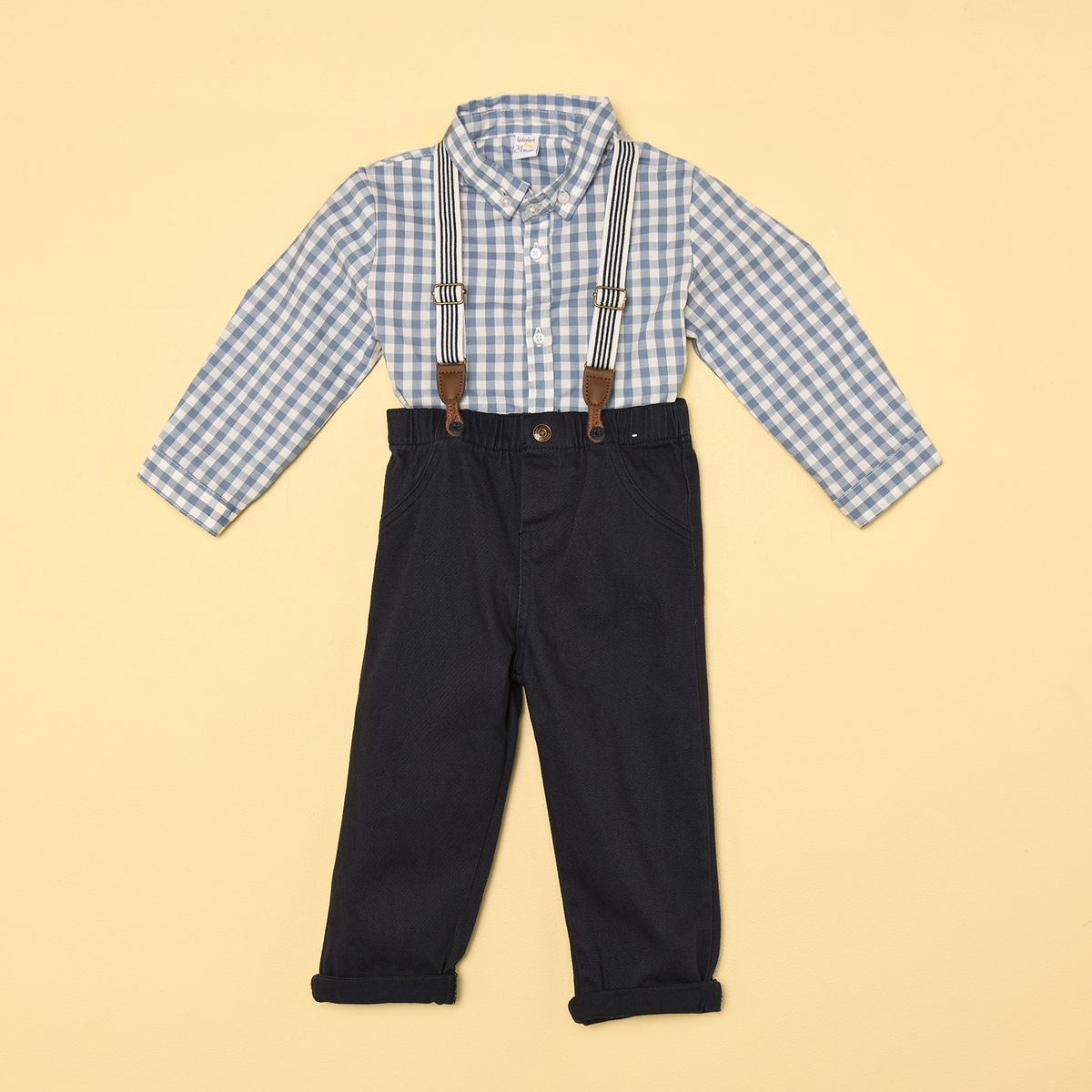 YAMP - Sets Camisa manga larga + Pantalón + Tirantas para Bebé niño en Algodón Yamp