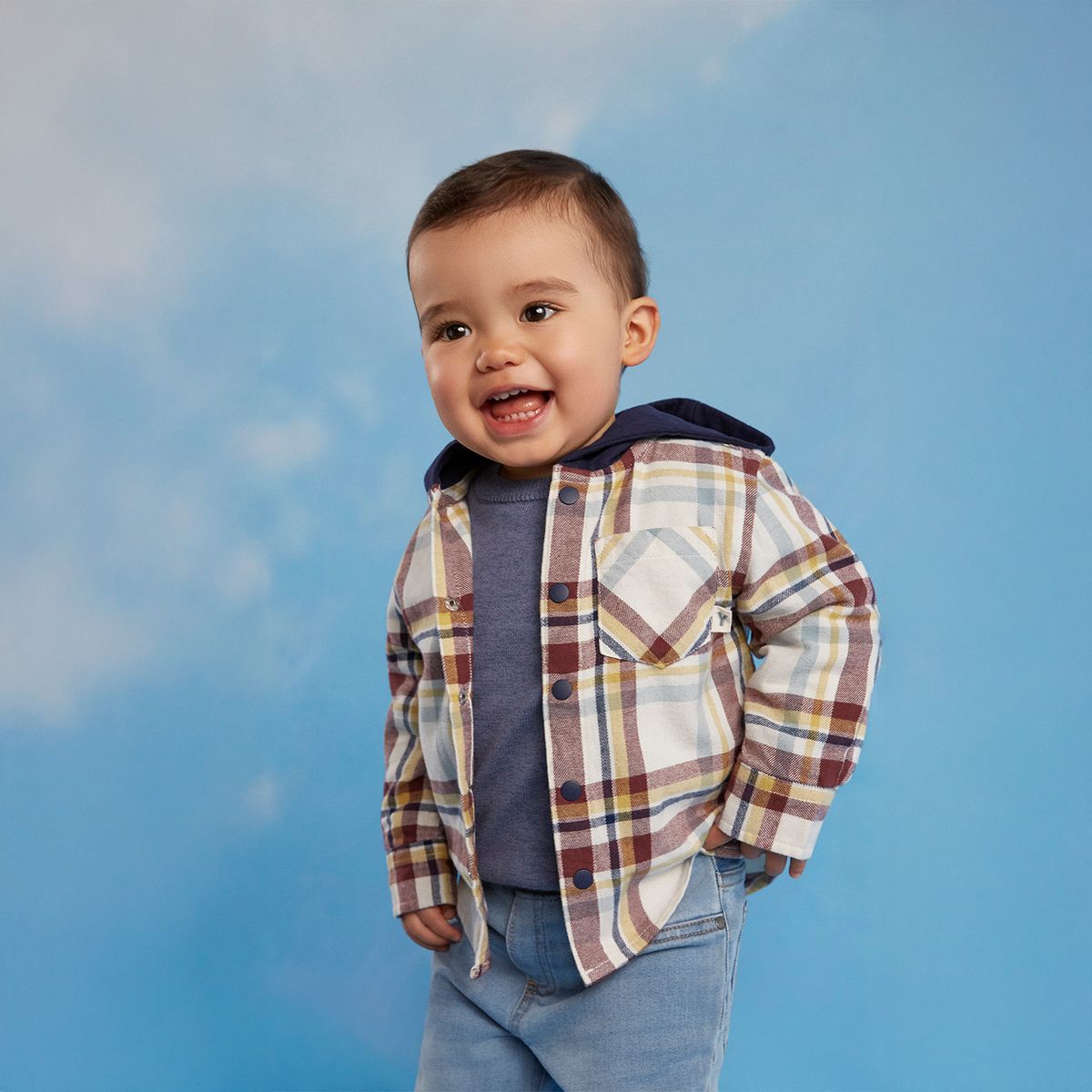 YAMP - Camisa Bebé niño Con capucha  Manga larga Algodón Yamp
