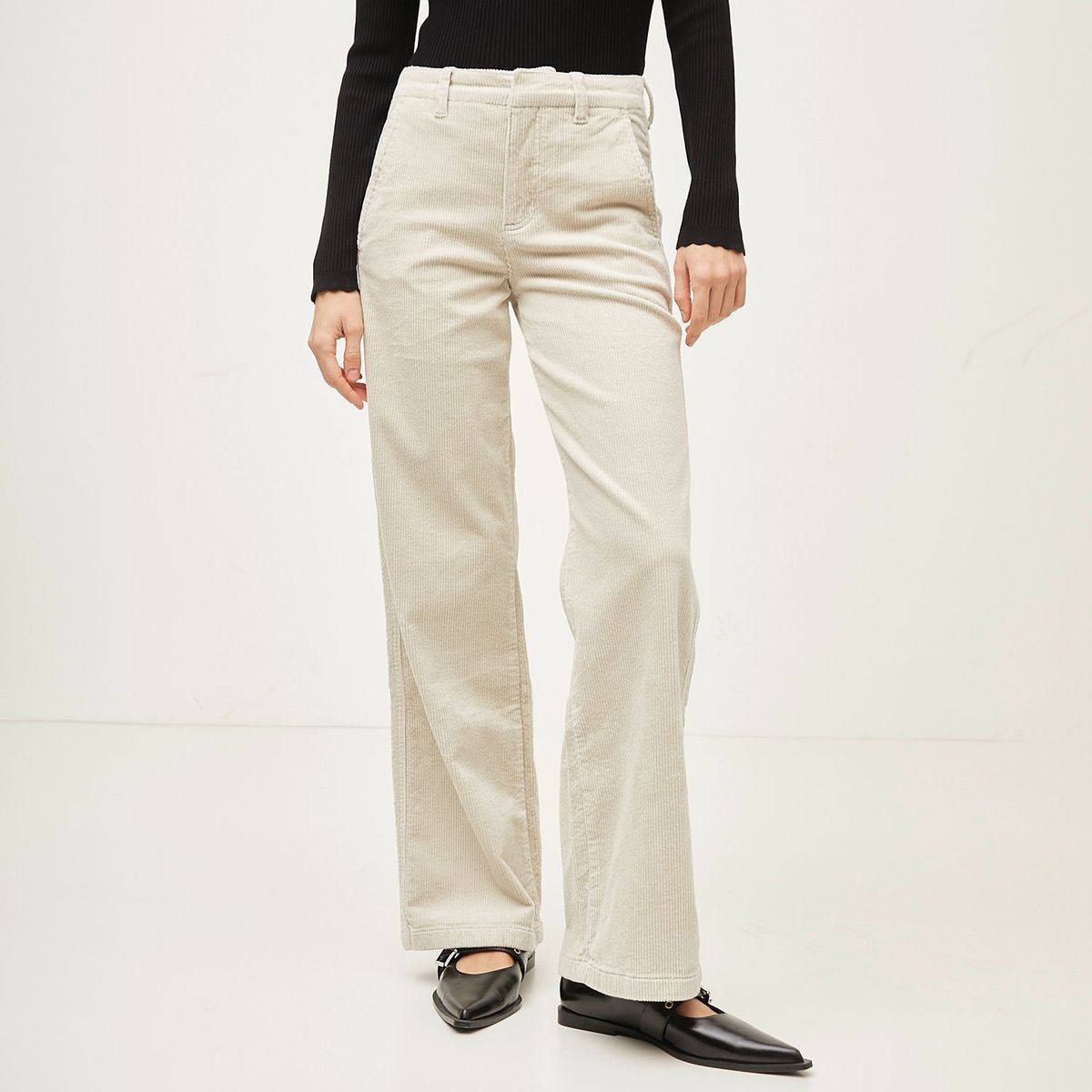 BASEMENT - Pantalón Wide leg Mujer Tiro medio de Algodón Basement