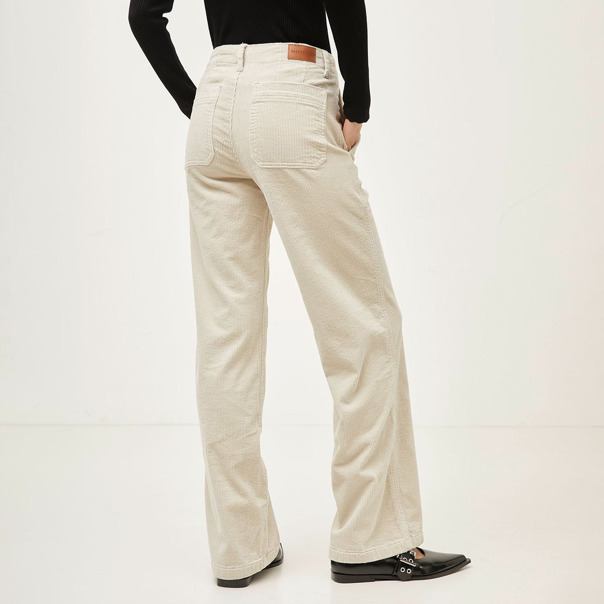 BASEMENT - Pantalón Wide leg Mujer Tiro medio de Algodón Basement