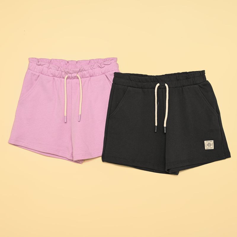 ELV - Short para Niña Pack de 2 unidades Cintura elásticada de Algodón ELV
