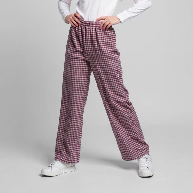 ELV - Pantalón de Cuadros Niña Cintura elásticada Algodón Elv