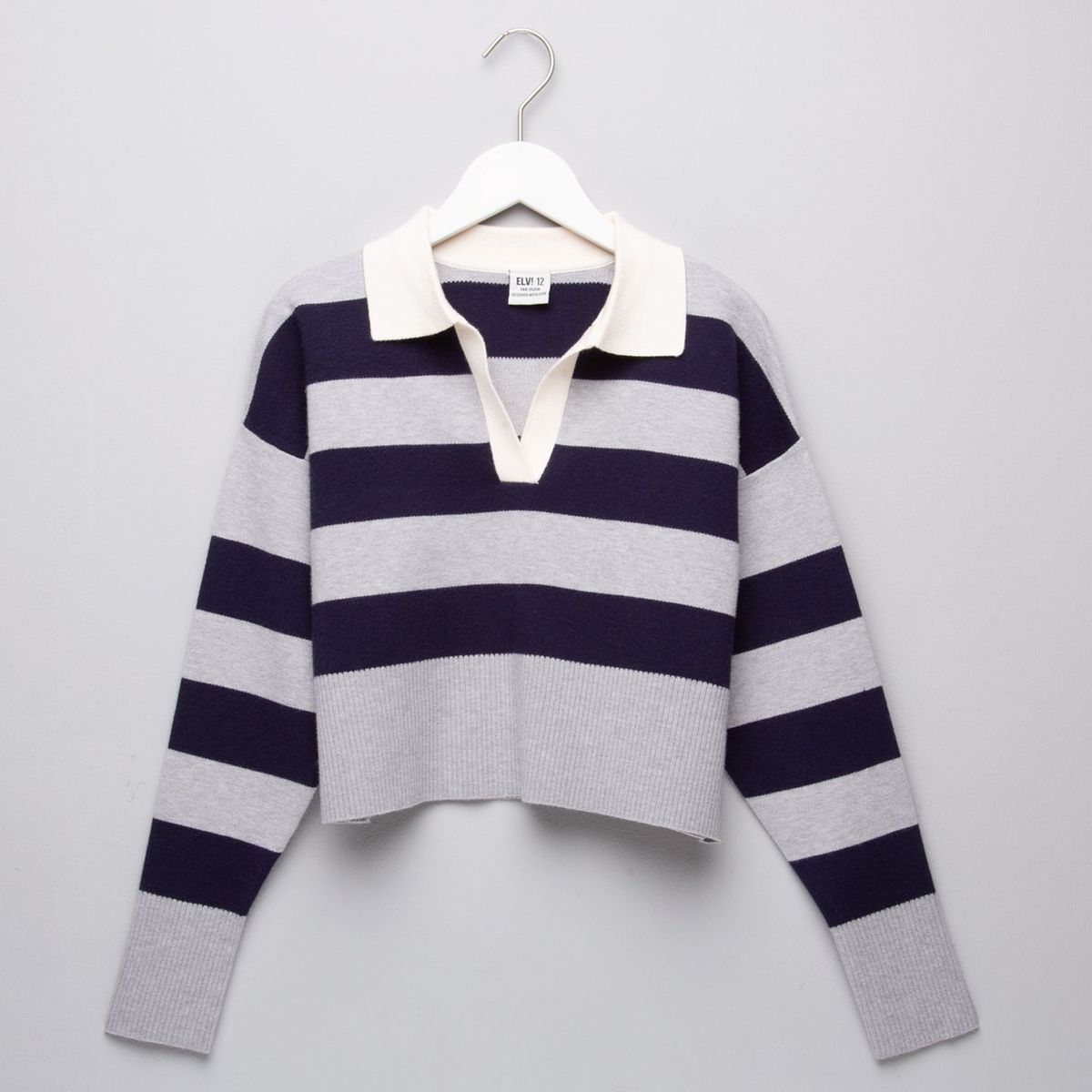 ELV - Saco Con cuello Para Niña de Rayas Elv