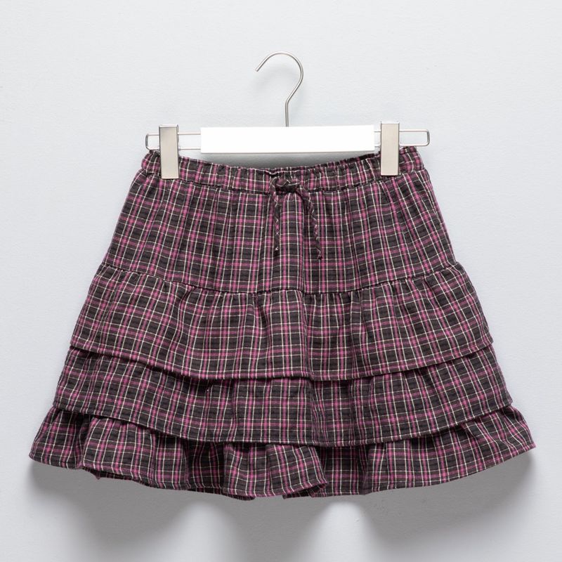 ELV - Falda Niña  de Cuadros Cintura elásticada  Algodón Elv