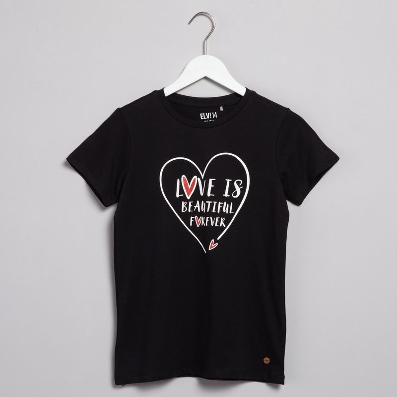 ELV - Camiseta Para Niña con Estampado Manga corta de Algodón ELV