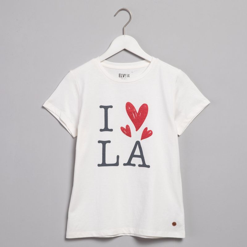 ELV - Camiseta Para Niña con Estampado Manga corta de Algodón ELV