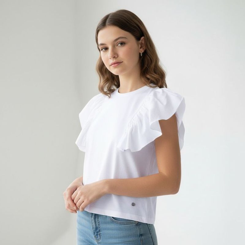 ELV - Camiseta Niña  con Boleros   Manga corta Algodón Elv