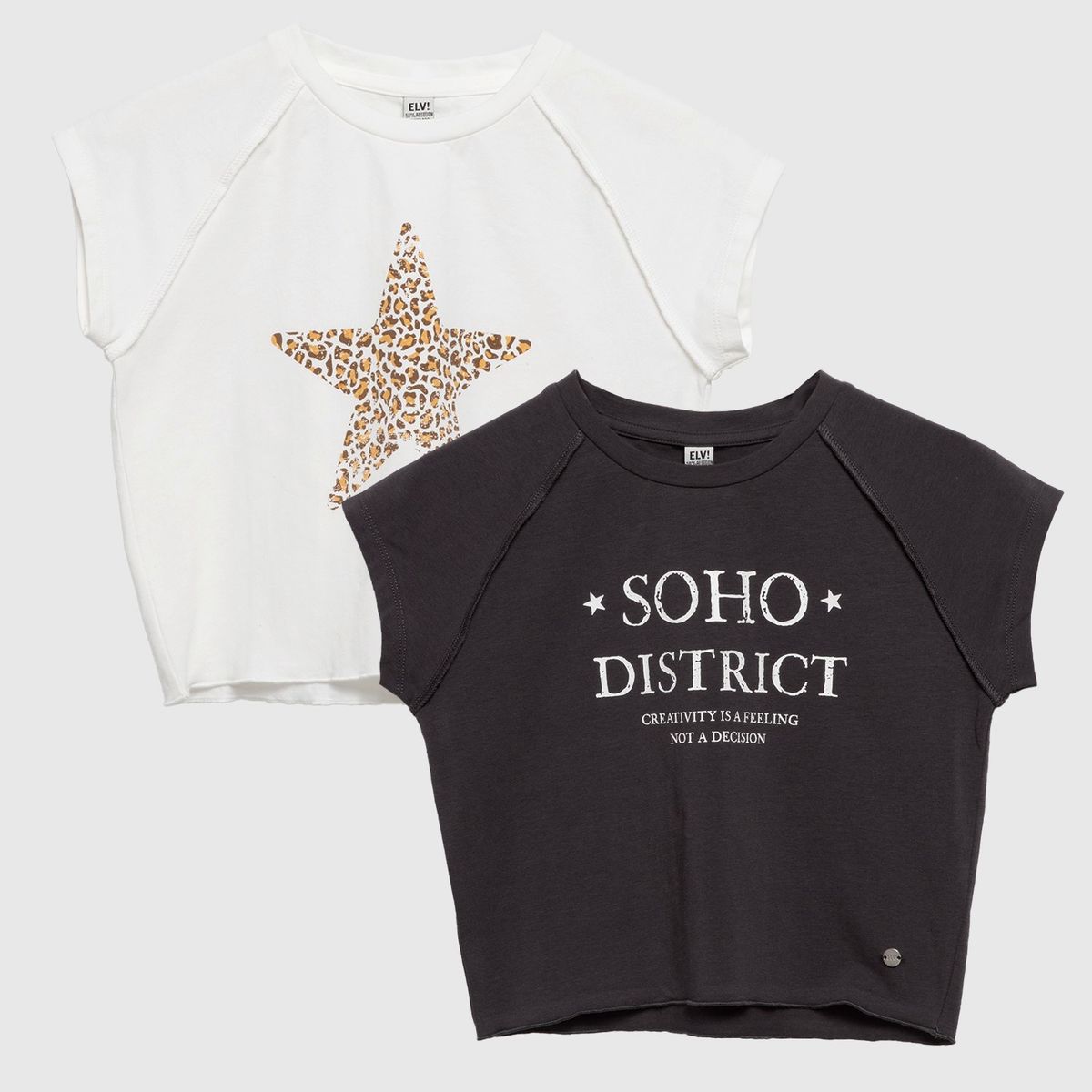 ELV - Camisetas Niña Pack de 2 unidades Estampado Manga corta Algodón ELV