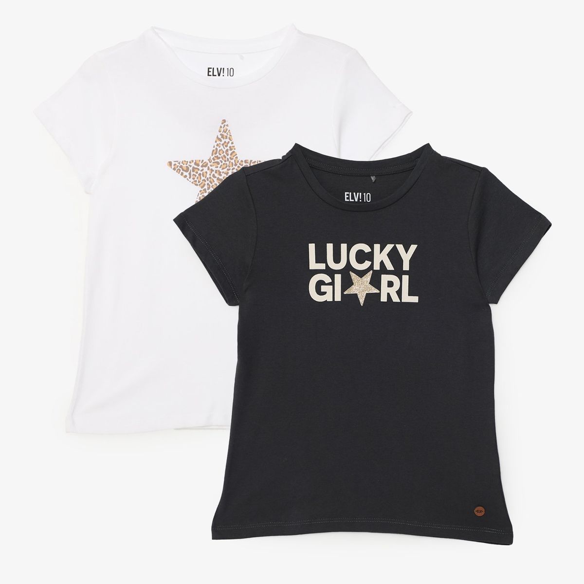 ELV - Camisetas Para Niña Pack de 2 unidades con Estampado Manga corta ELV