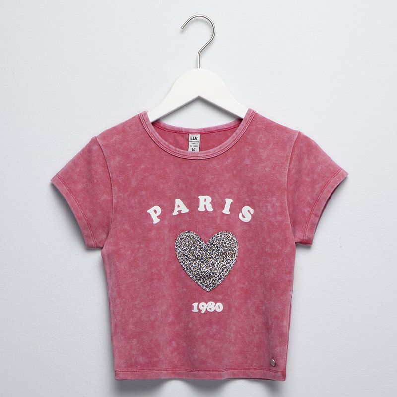 ELV - Camiseta Niña  con Estampado   Manga corta Algodón Elv