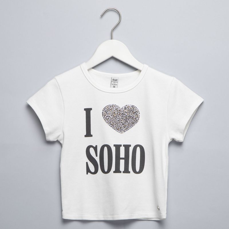 ELV - Camiseta Niña  con Estampado   Manga corta Algodón Elv