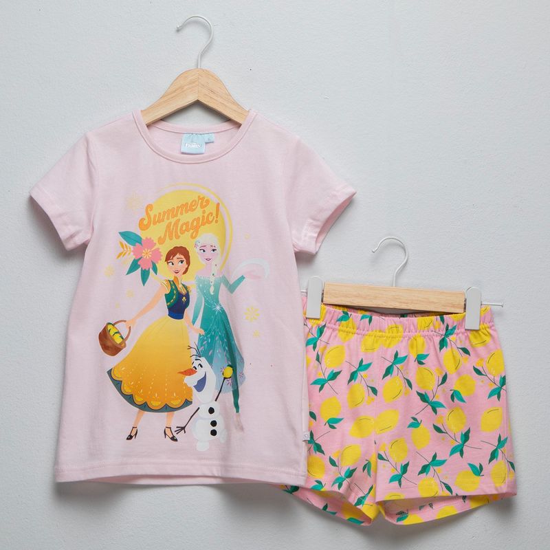 DISNEY - Pijama Cintura elásticada para Niña 2 piezas con Estampado Frozen de Algodón