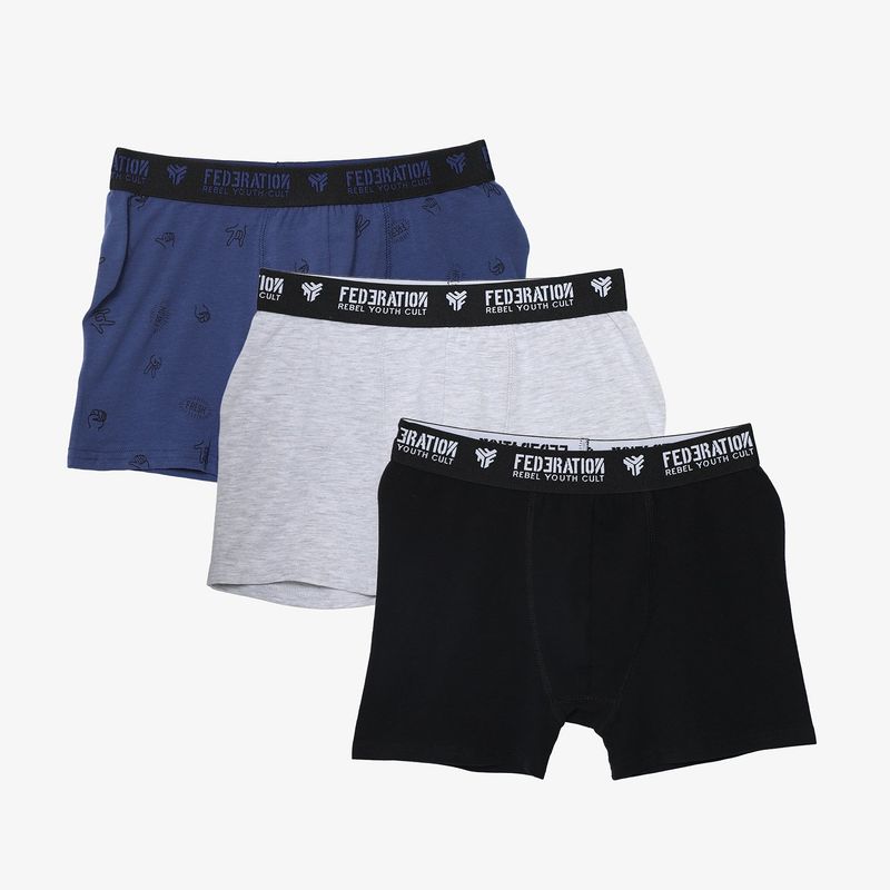 FEDERATION - Boxer Niño Pack de 3 unidades Cintura elásticada de Algodón Federation