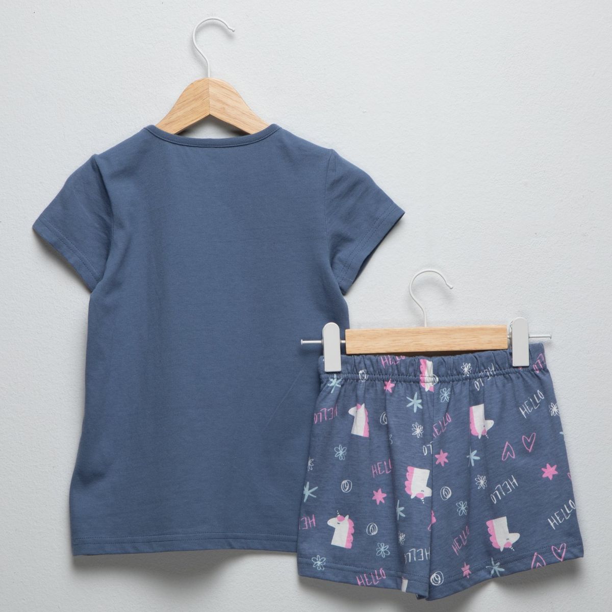 YAMP - Pijama Cintura elásticada para Niña 2 piezas con Estampado Manga corta de Algodón Yamp