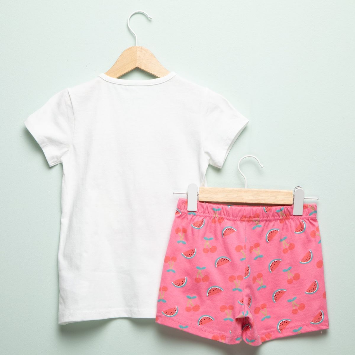 YAMP - Pijama Cintura elásticada para Niña 2 piezas con Estampado Manga corta de Algodón Yamp