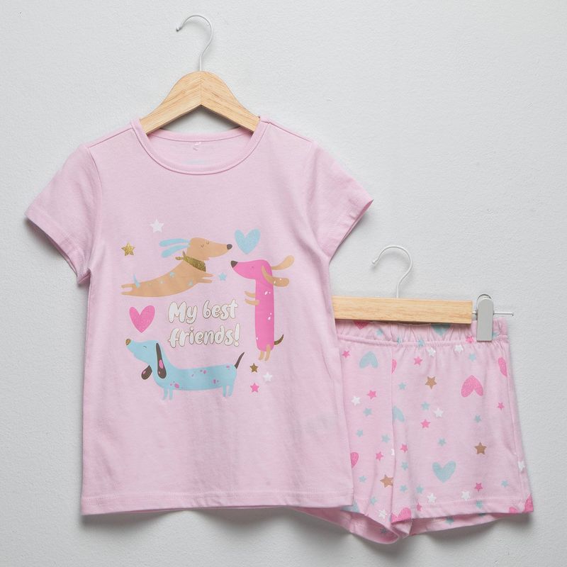 YAMP - Pijama Cintura elásticada Para Niña 2 piezas con Estampado de Algodón Yamp