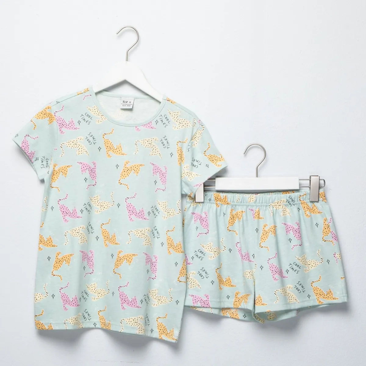 ELV - Pijama Cintura elásticada para Niña 2 piezas con Estampado Manga corta de Algodón ELV