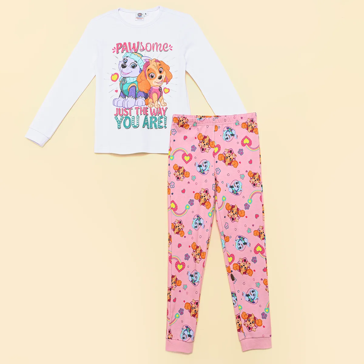 PAW PATROL - Pijama Cintura elásticada para Niña 2 piezas con Estampado Paw Patrol de Algodón 