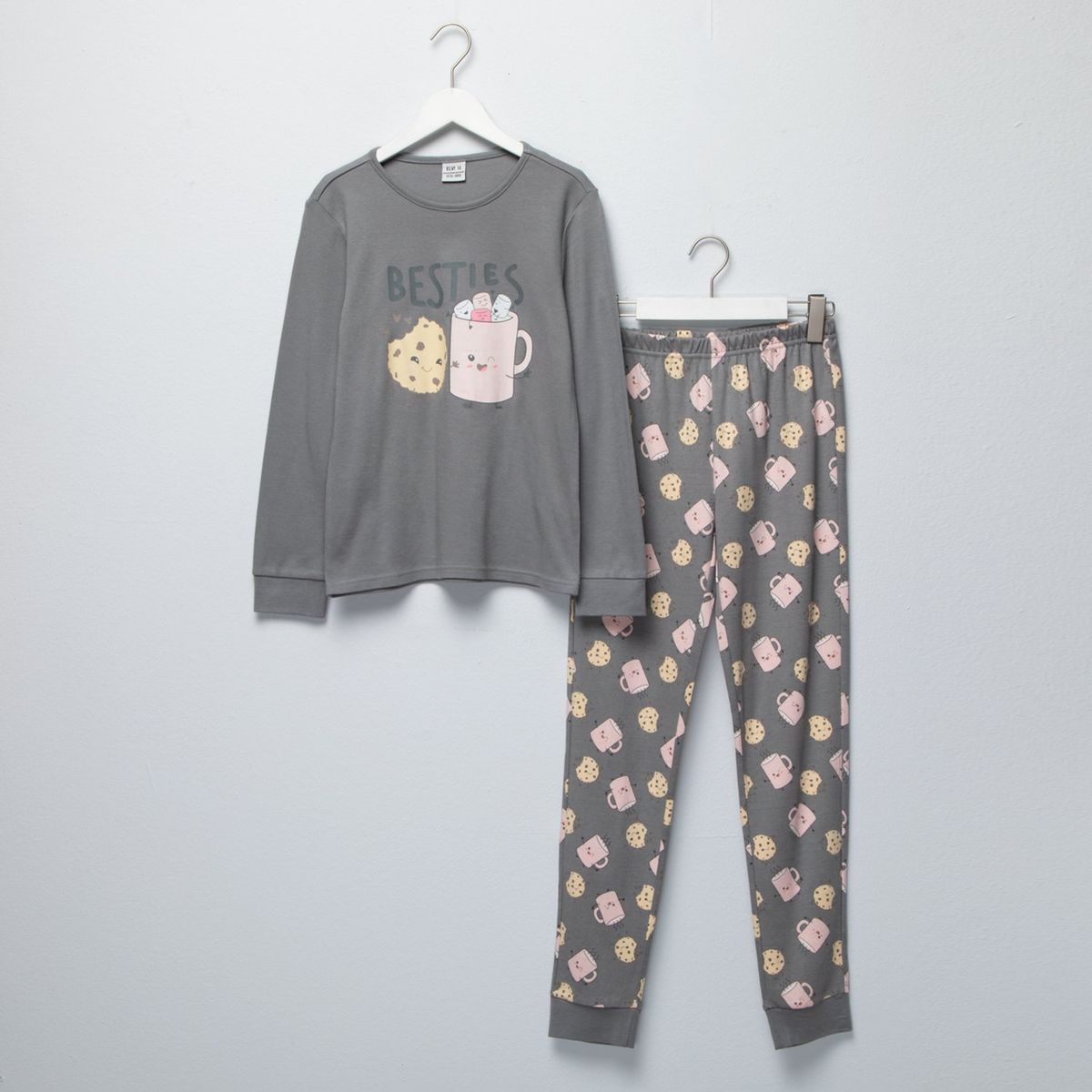 ELV - Pijama Cintura elásticada para Niña 2 piezas con Estampado Manga larga de Algodón ELV