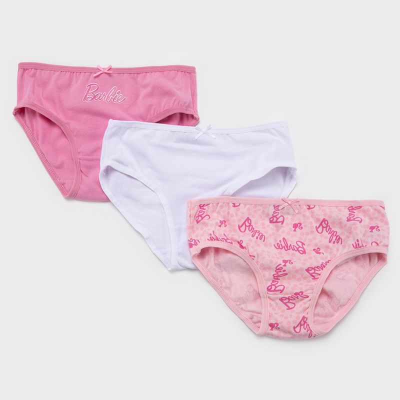 BARBIE - Panty para Niña Pack de 3 unidades de Algodón Barbie