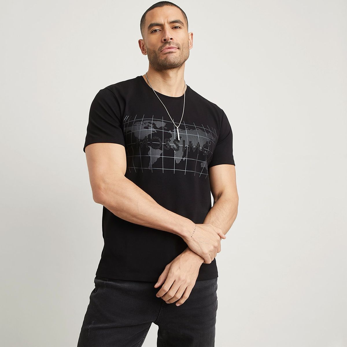 MOSSIMO - Camiseta Hombre Manga corta con Estampado de Algodón Mossimo