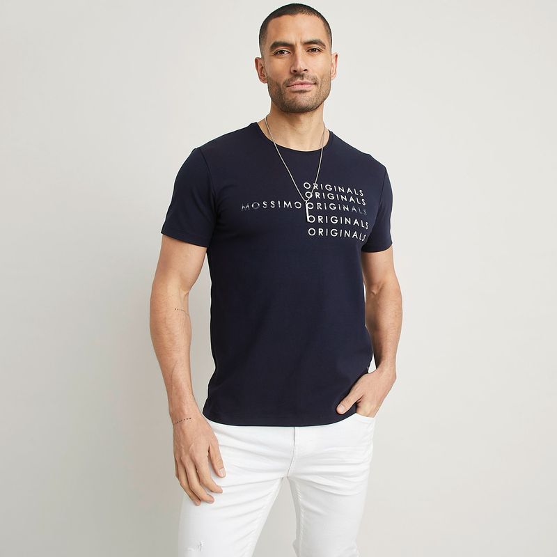 MOSSIMO - Camiseta Hombre Manga corta con Estampado de Algodón Mossimo