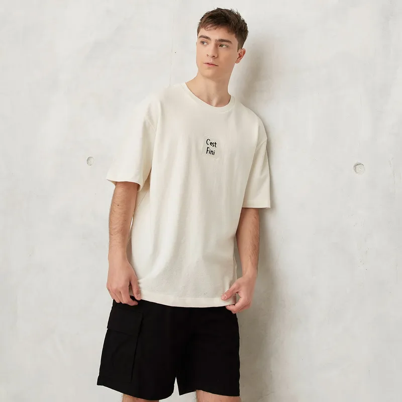 BEARCLIFF - Camiseta Hombre Manga corta con Estampado Oversized fit de Algodón Bearcliff