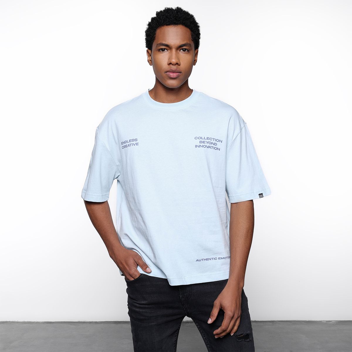 DENIMLAB - Camiseta Hombre Manga corta con Estampado de Algodón Denimlab