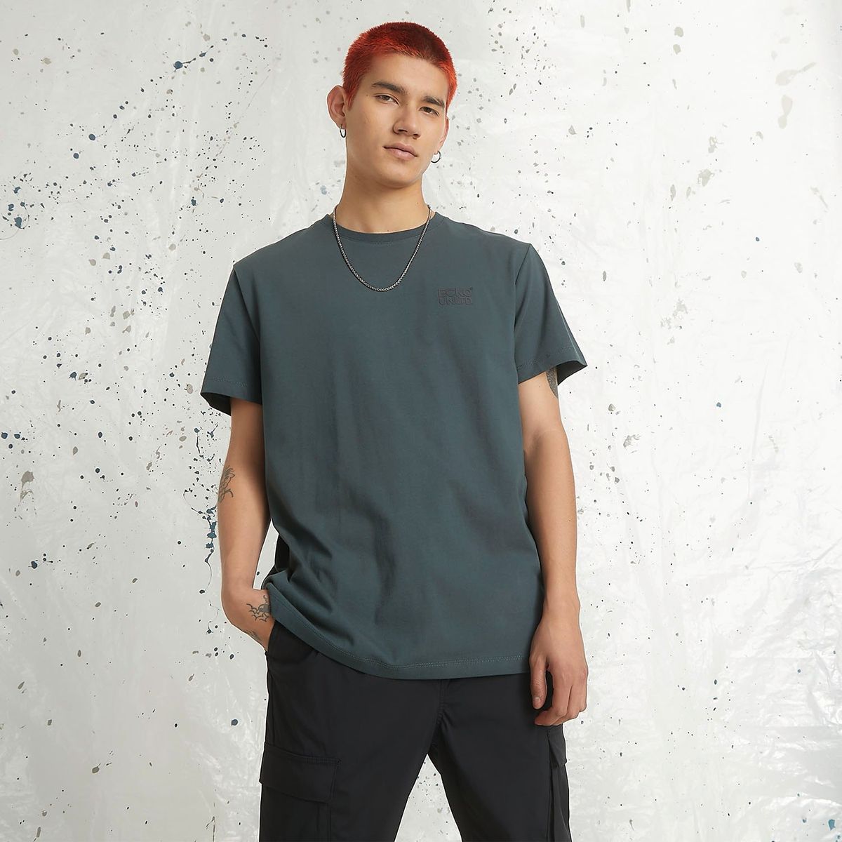 ECKO - Camiseta Hombre Manga corta con Logo de Algodón Ecko