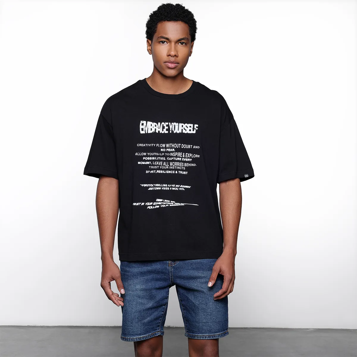 DENIMLAB - Camiseta Hombre Manga corta con Estampado de Algodón Denimlab