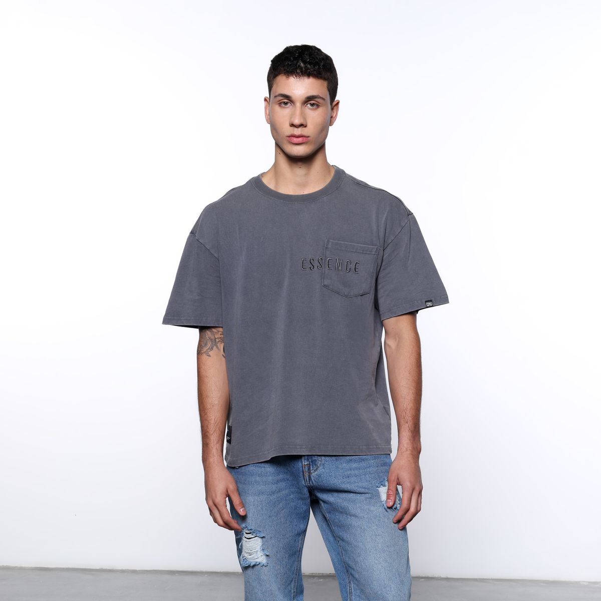 DENIMLAB - Camiseta Hombre Manga corta con Logo Oversized fit de Algodón Denimlab