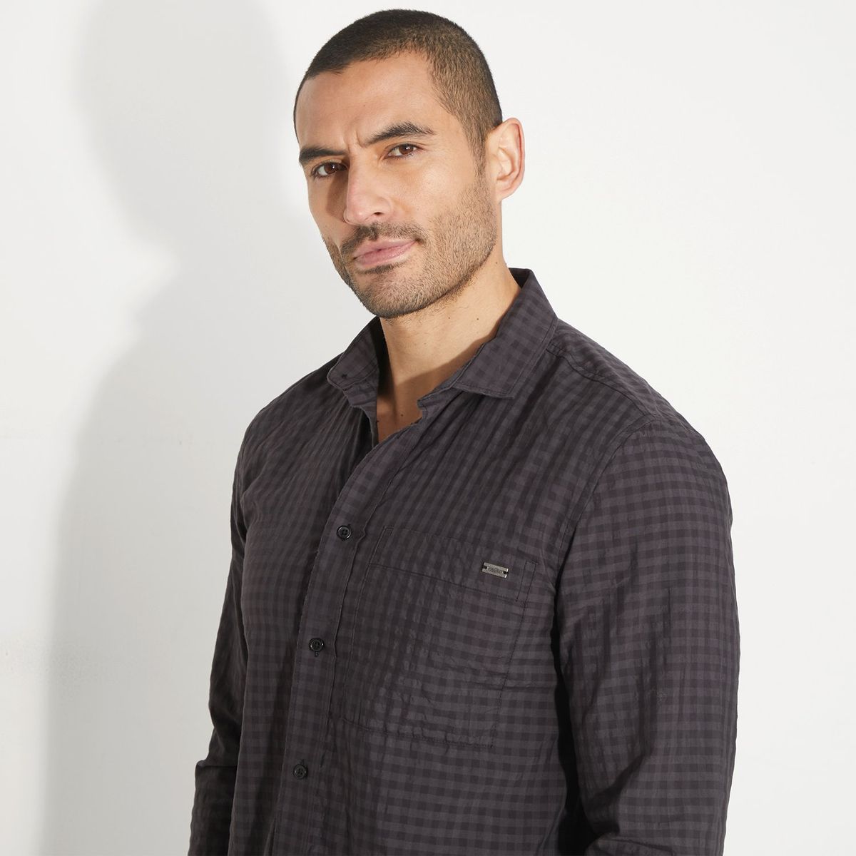 MOSSIMO - Camisa Hombre de Cuadros Manga larga Recto Mossimo