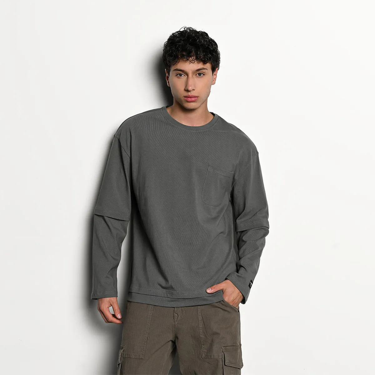 DENIMLAB - Camiseta Hombre Manga larga de Algodón Denimlab