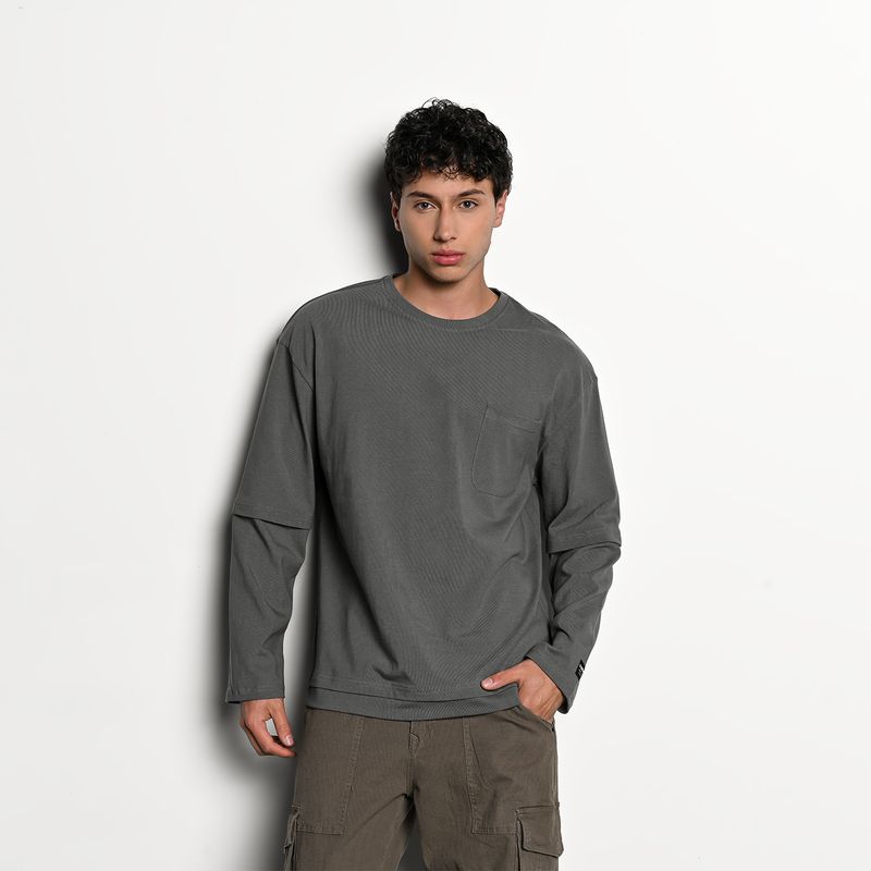 DENIMLAB - Camiseta Hombre Manga larga de Algodón Denimlab