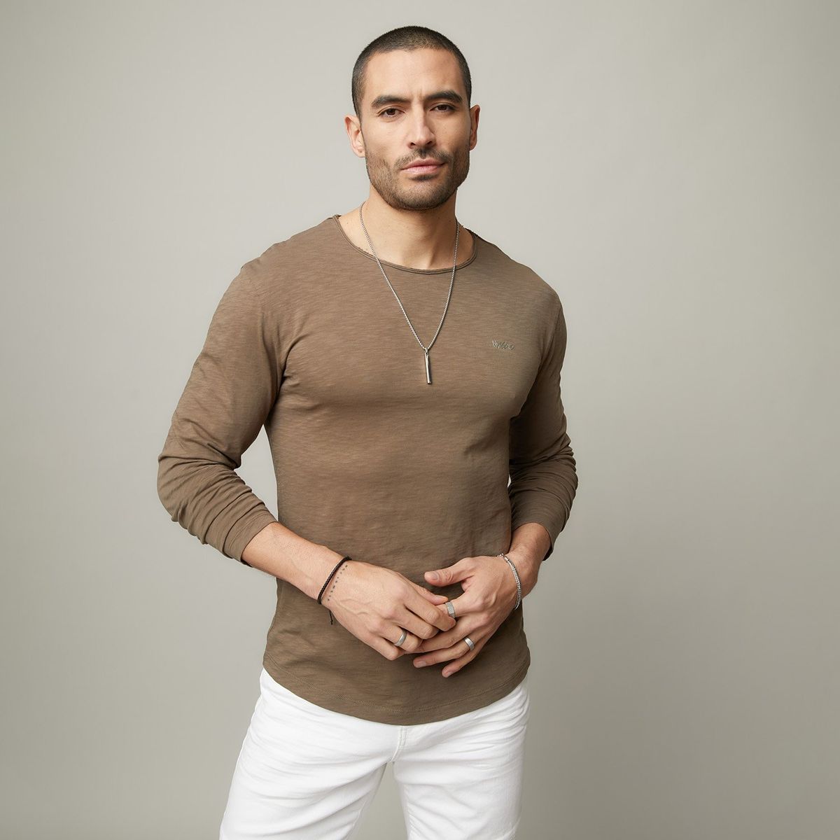 MOSSIMO - Camiseta Hombre Manga larga de Algodón Mossimo