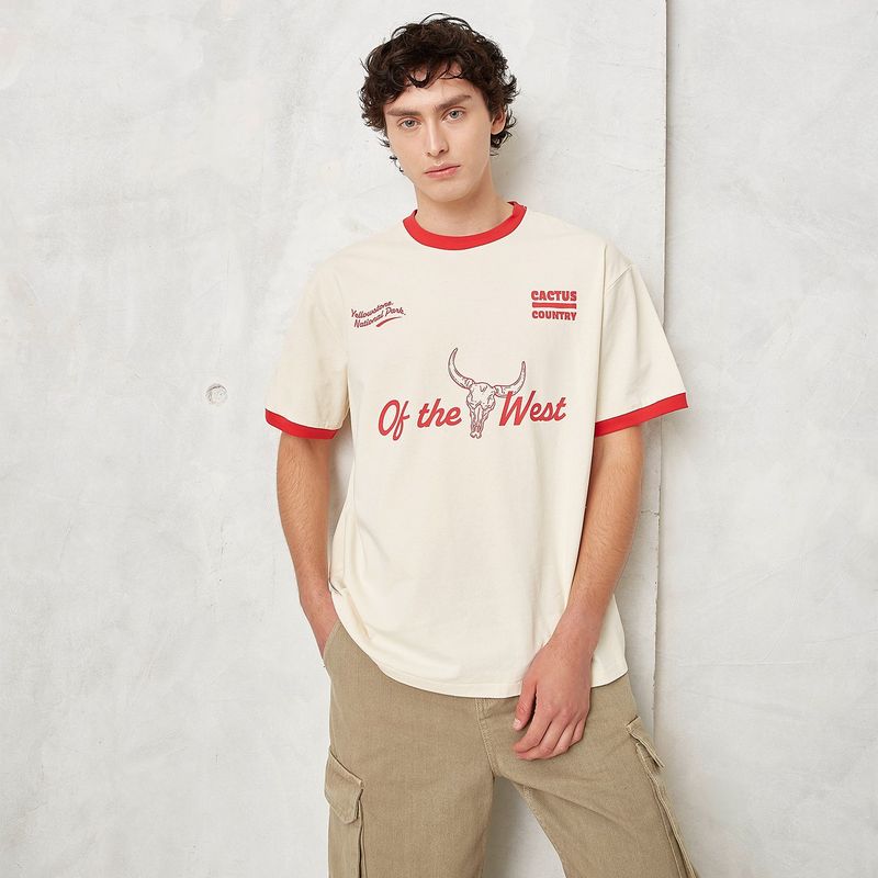 BEARCLIFF - Camiseta Hombre Manga corta con Estampado de Algodón Bearcliff