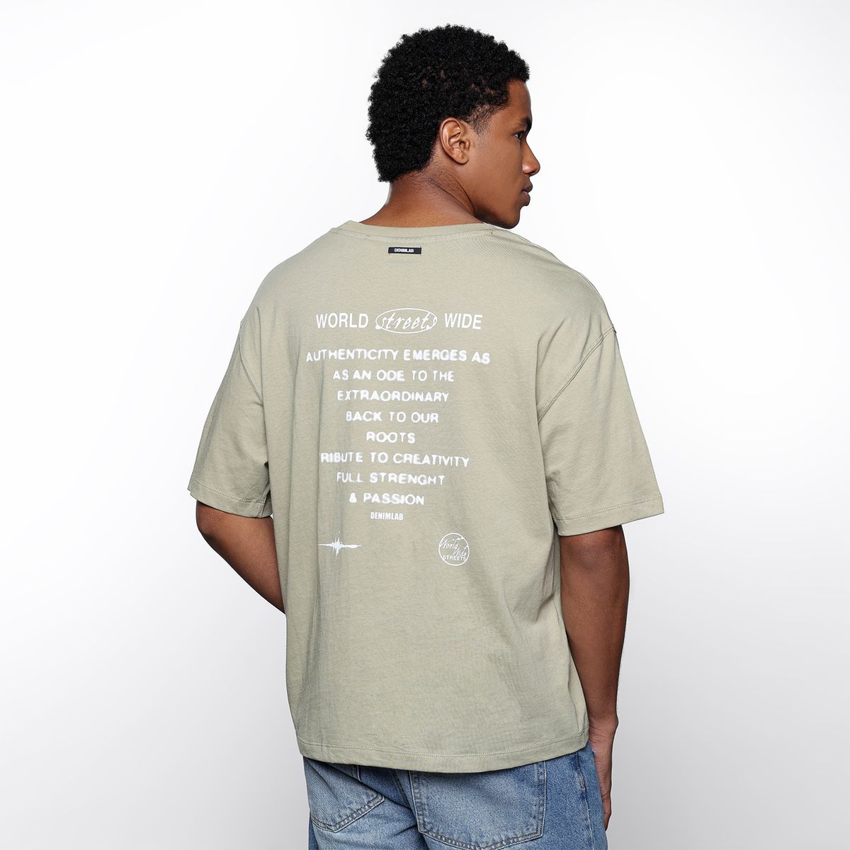 DENIMLAB - Camiseta Hombre Manga corta con Estampado de Algodón Denimlab