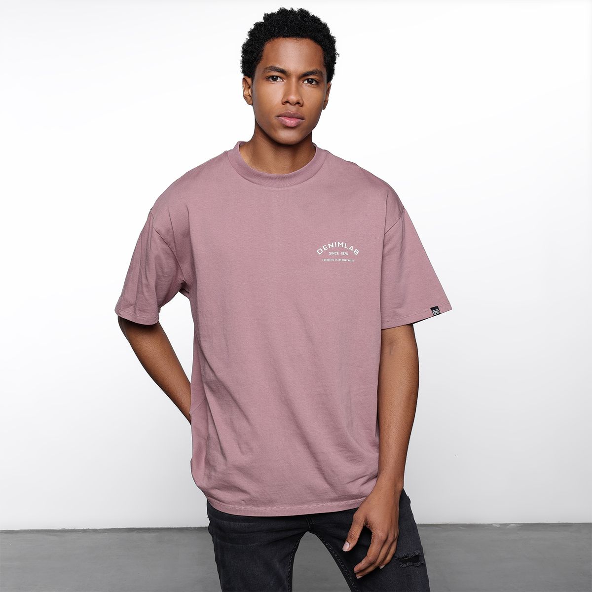 DENIMLAB - Camiseta Hombre Manga corta con Logo Oversized fit de Algodón Denimlab