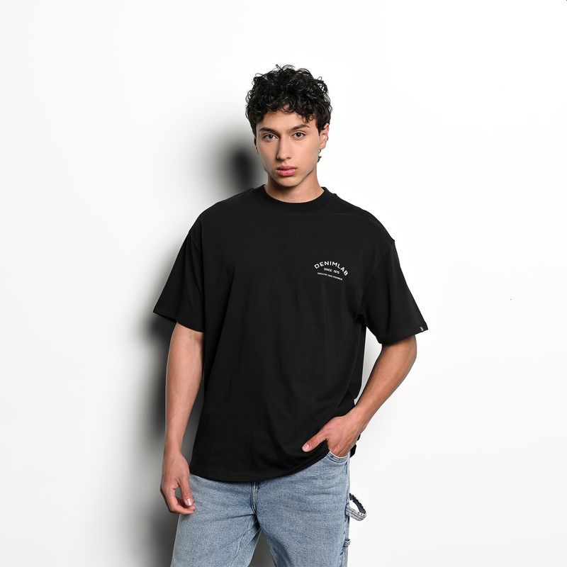 DENIMLAB - Camiseta Hombre Manga corta con Logo Oversized fit de Algodón Denimlab