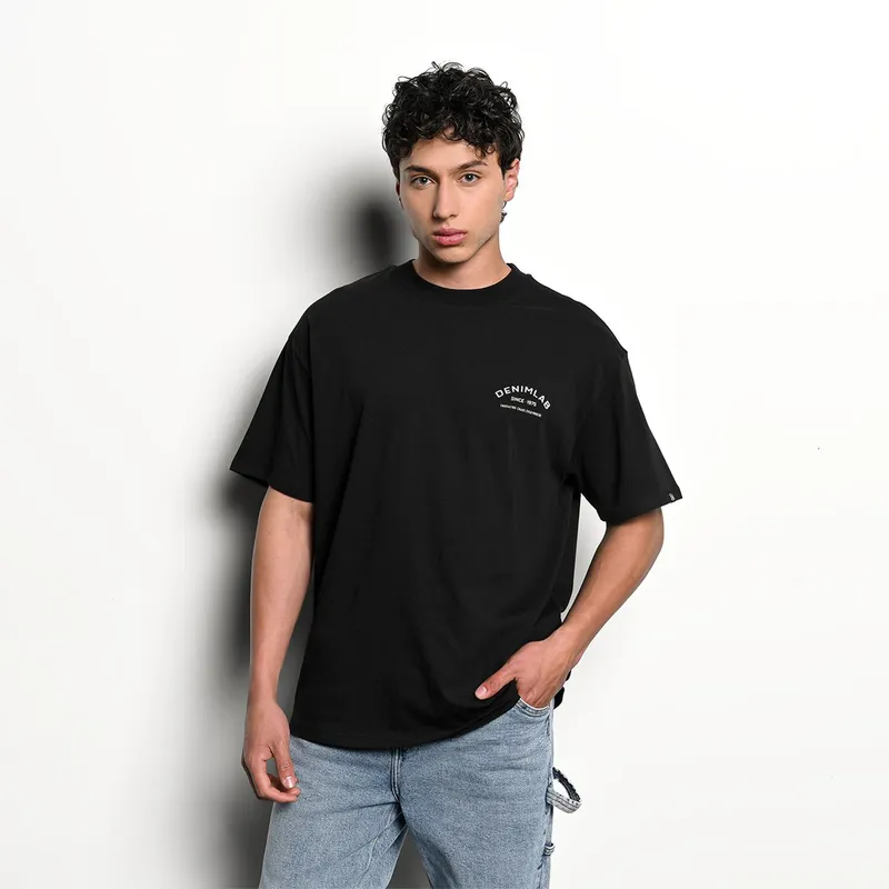 DENIMLAB - Camiseta Hombre Manga corta con Logo Oversized fit de Algodón Denimlab