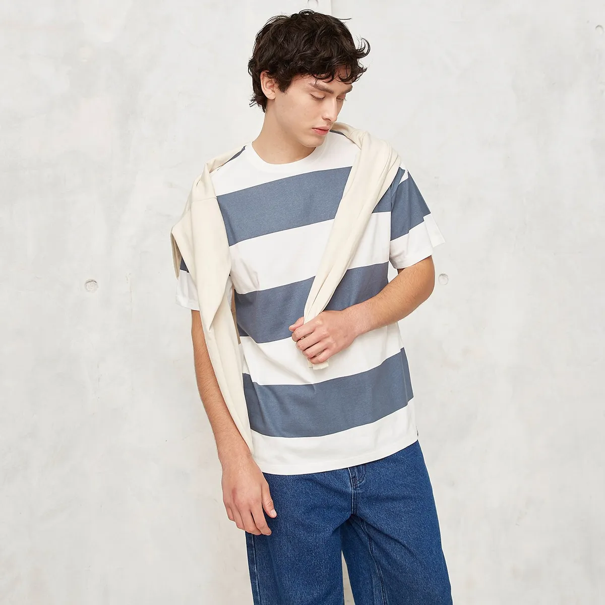 BEARCLIFF - Camiseta Hombre Manga corta de Rayas Bearcliff