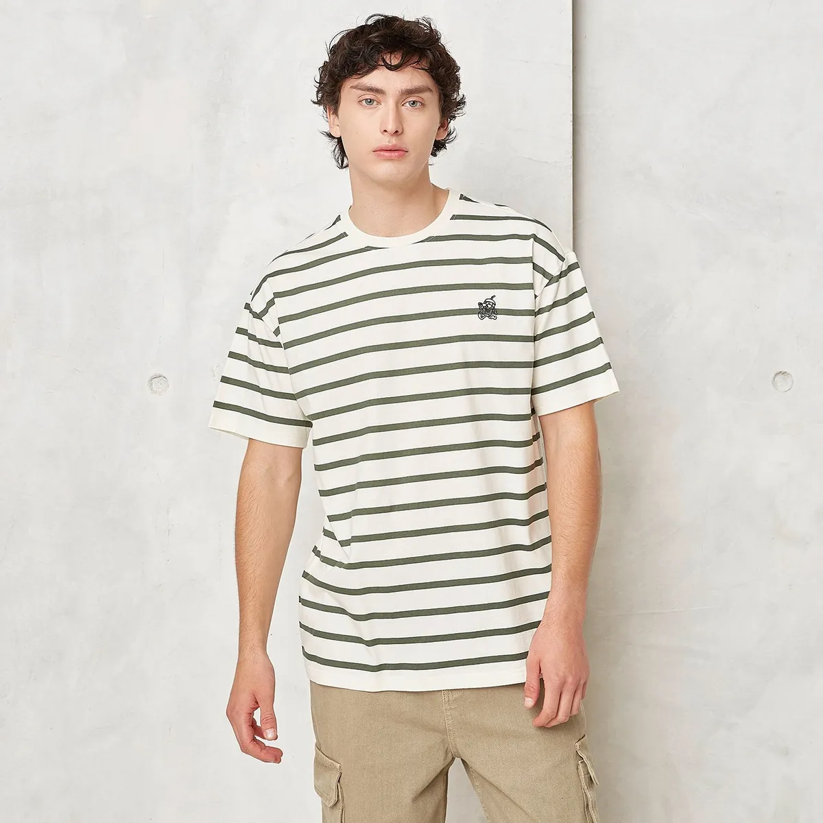 BEARCLIFF - Camiseta Hombre Manga corta de Rayas Bearcliff