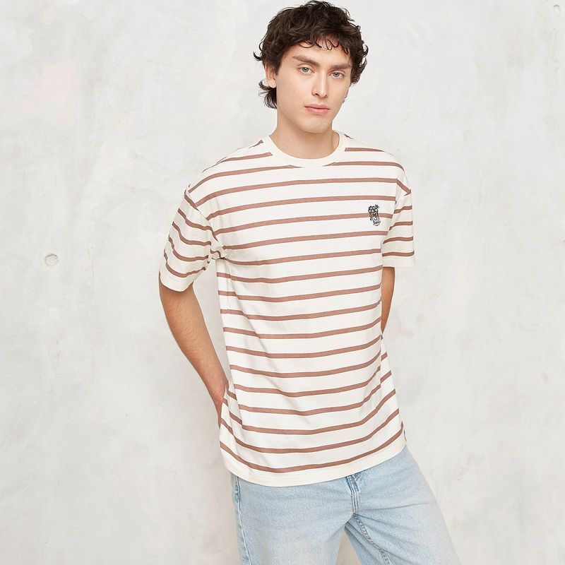 BEARCLIFF - Camiseta Hombre Manga corta de Rayas Bearcliff