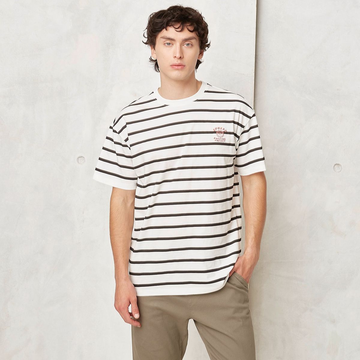 BEARCLIFF - Camiseta Hombre Manga corta de Rayas Bearcliff