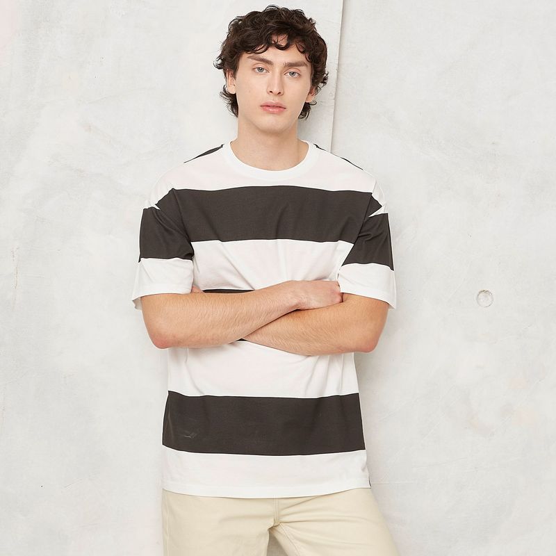 BEARCLIFF - Camiseta Hombre Manga corta de Rayas Bearcliff