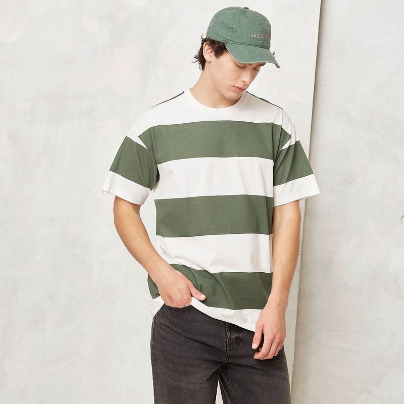 BEARCLIFF - Camiseta Hombre Manga corta de Rayas Bearcliff