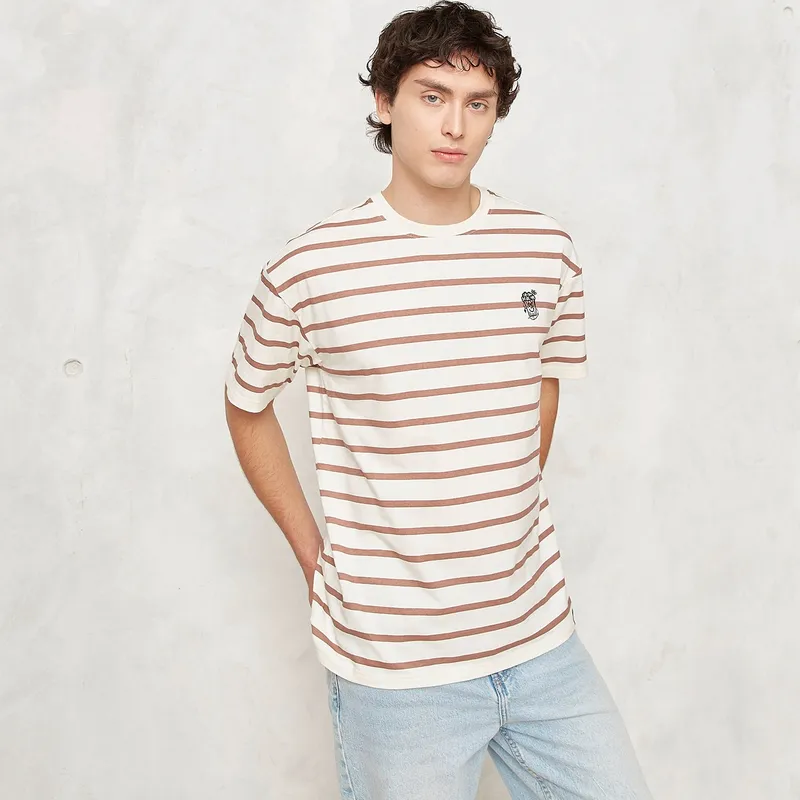BEARCLIFF - Camiseta Hombre Manga corta de Rayas Bearcliff