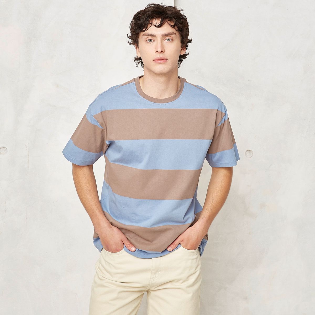 BEARCLIFF - Camiseta Hombre Manga corta de Rayas Bearcliff